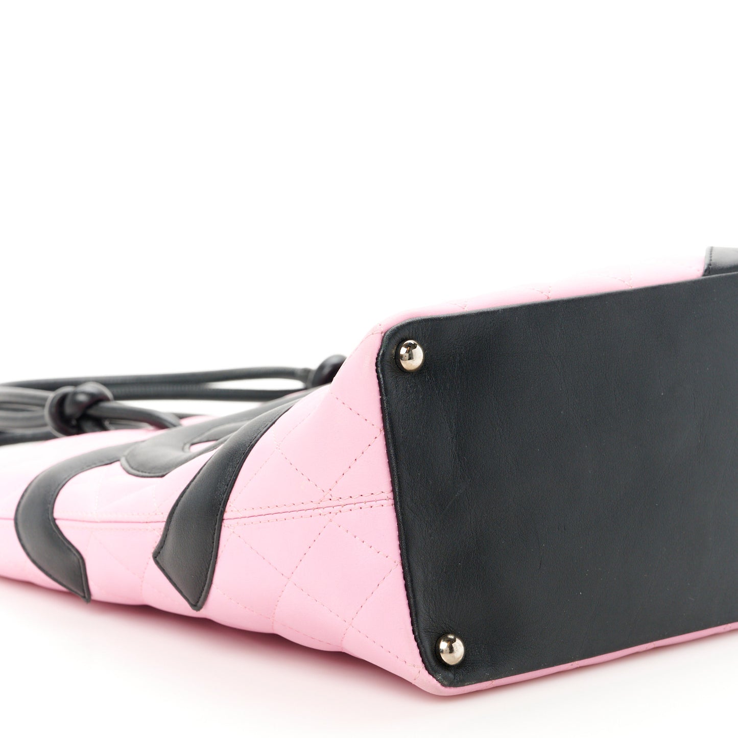 Calfskin Quilted Medium Cambon Tote Pink Black