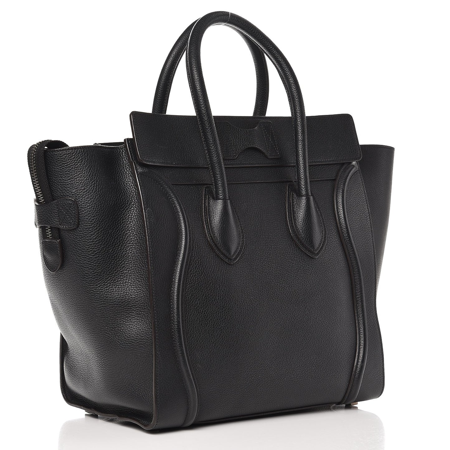 Drummed Calfskin Mini Luggage Black