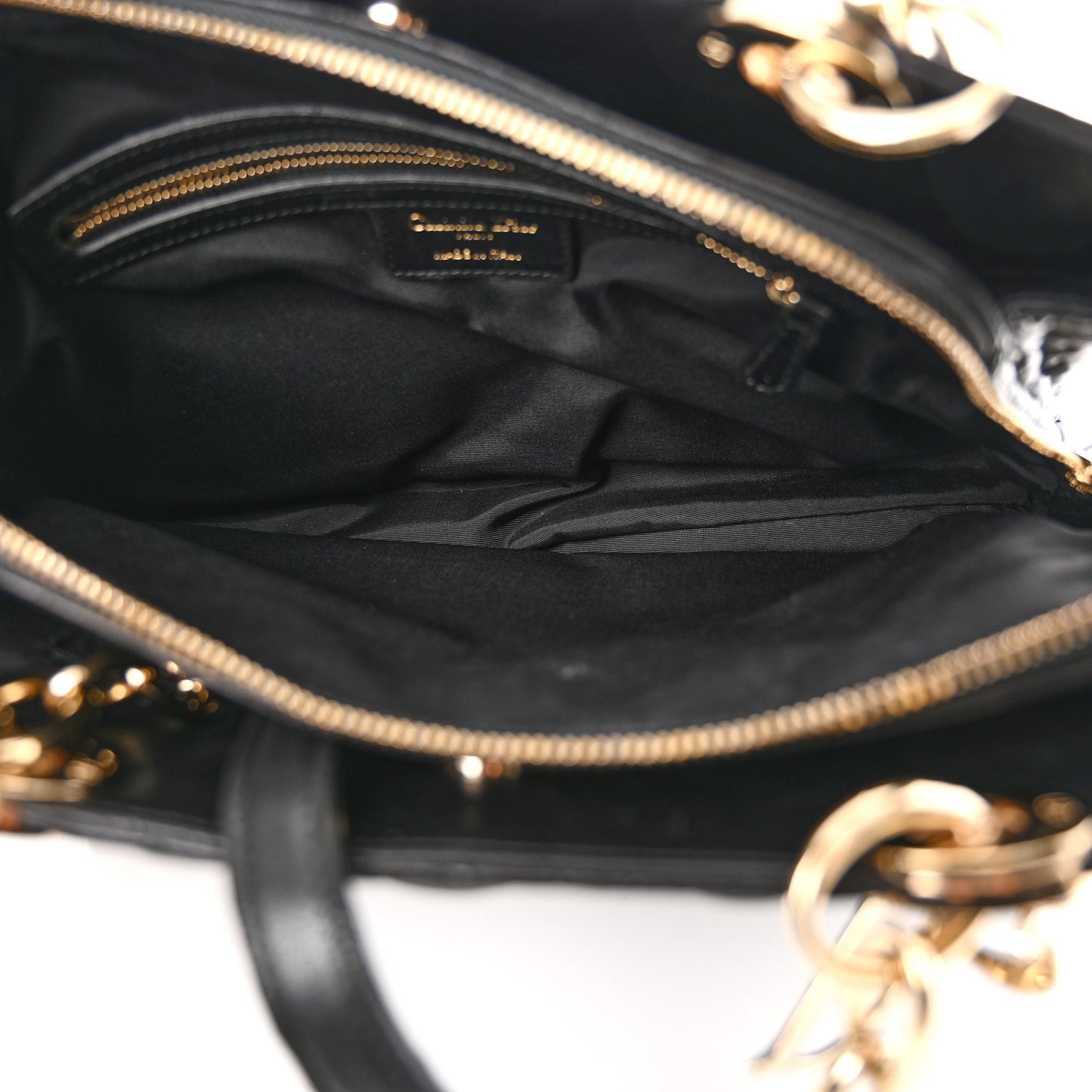 Lambskin Cannage Small Dior Soft Zipped Shopping Tote Black