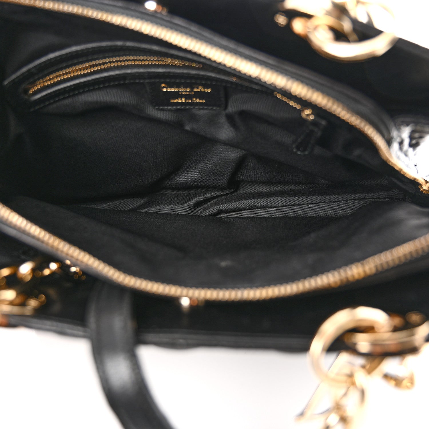 Christian Dior Lambskin Cannage Small Dior Soft Zipped Shopping Tote Black 6 of 12
