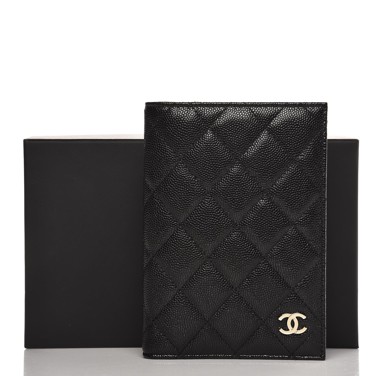 Caviar Quilted Passport Holder Black
