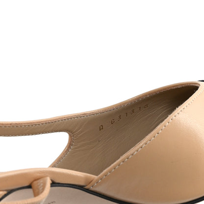Chanel Goatskin Grosgrain Cap Toe CC Slingback Pumps 38.5 Beige Black 8 of 9