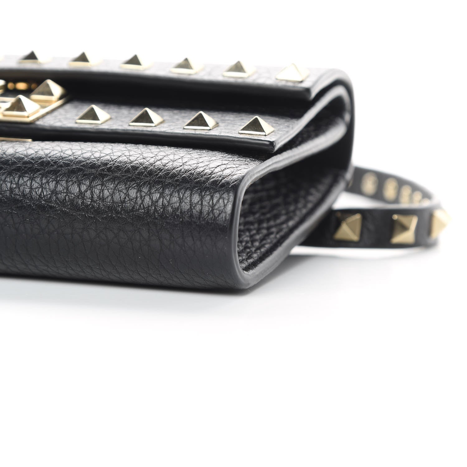 Valentino Garavani Grainy Calfskin Rockstud Double Flap Belt Bag Black 9 of 10