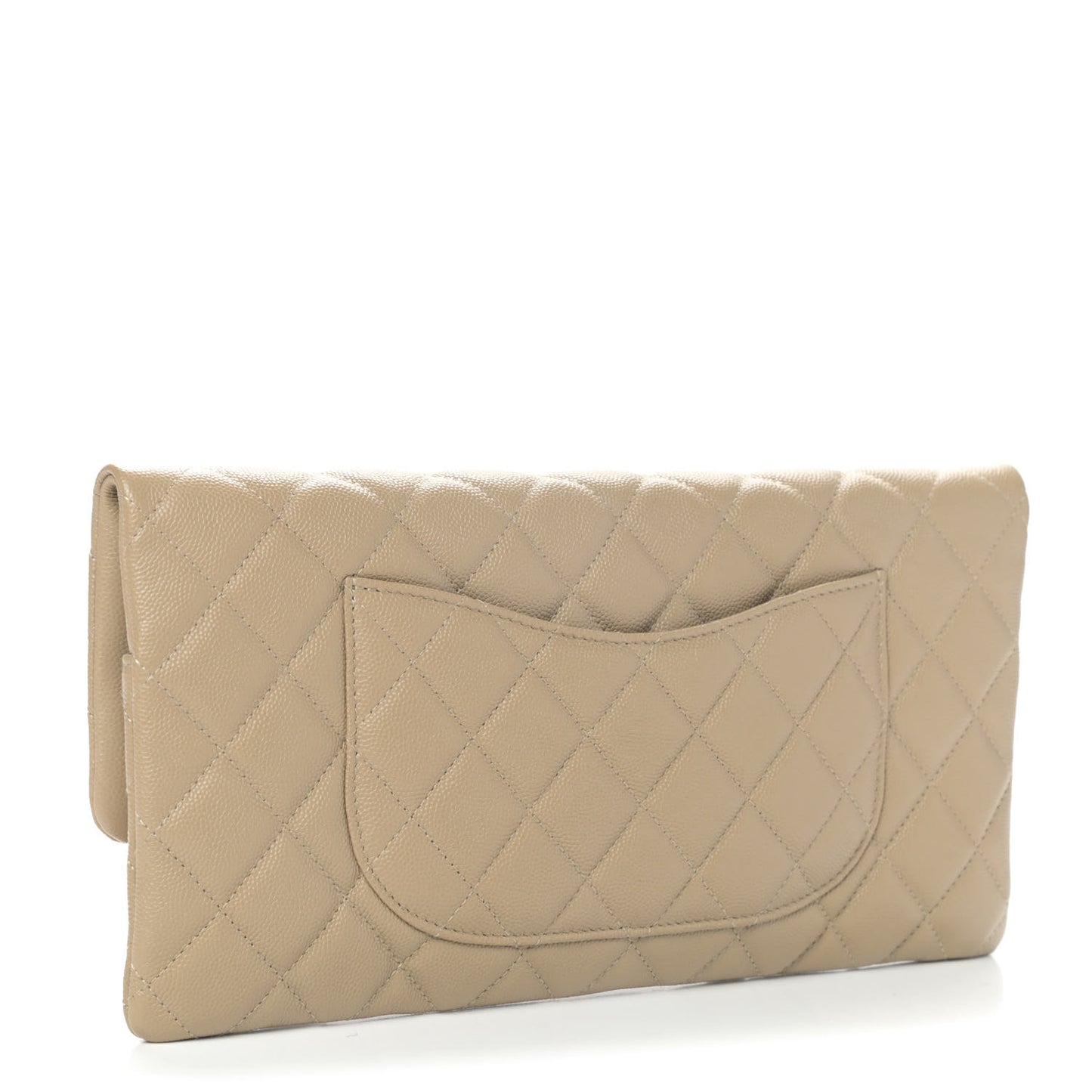 Caviar Quilted Flap Clutch Dark Beige