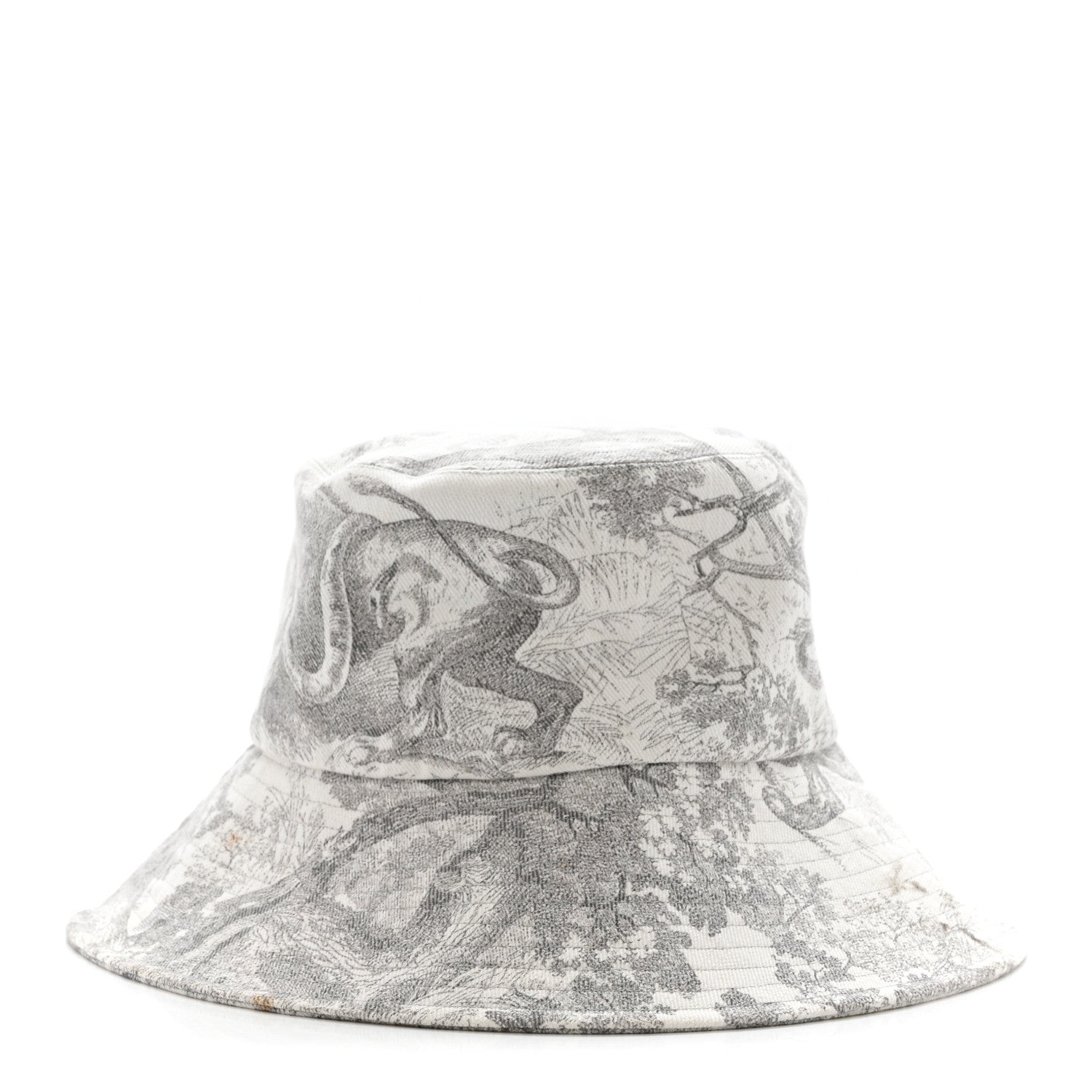 Christian Dior Cotton Dioriviera Toile De Jouy Bob Brim Bucket Hat 58 Gray 1 of 12