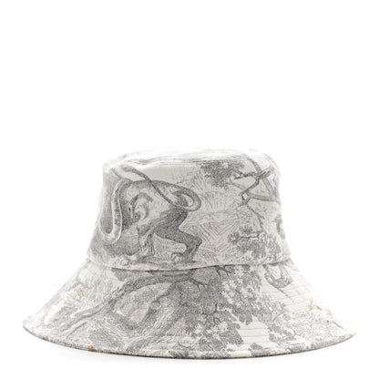 Christian Dior Cotton Dioriviera Toile De Jouy Bob Brim Bucket Hat 58 Gray 1 of 12