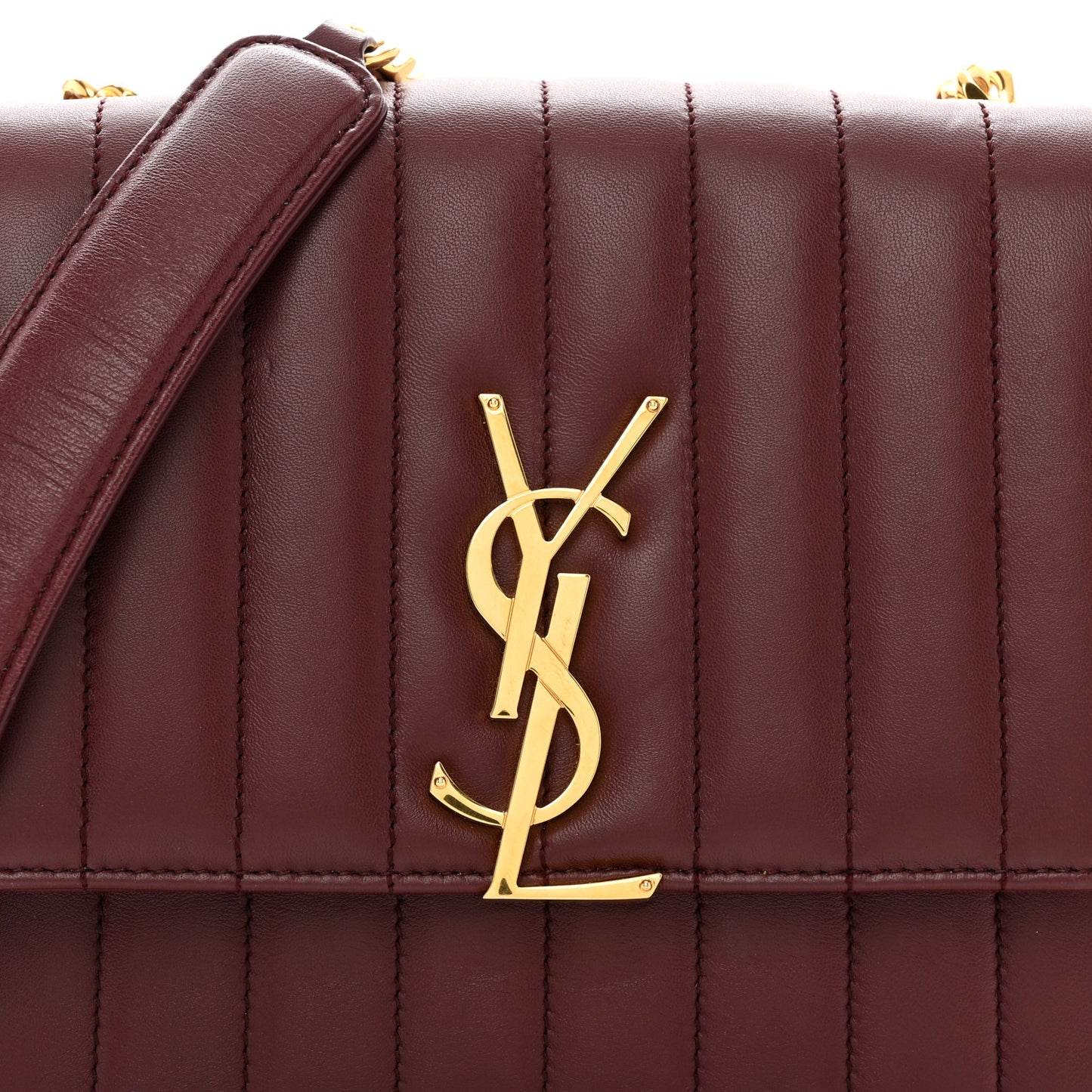 Lambskin Matelasse Monogram Medium Vicky Chain Bag Dark Legion Red