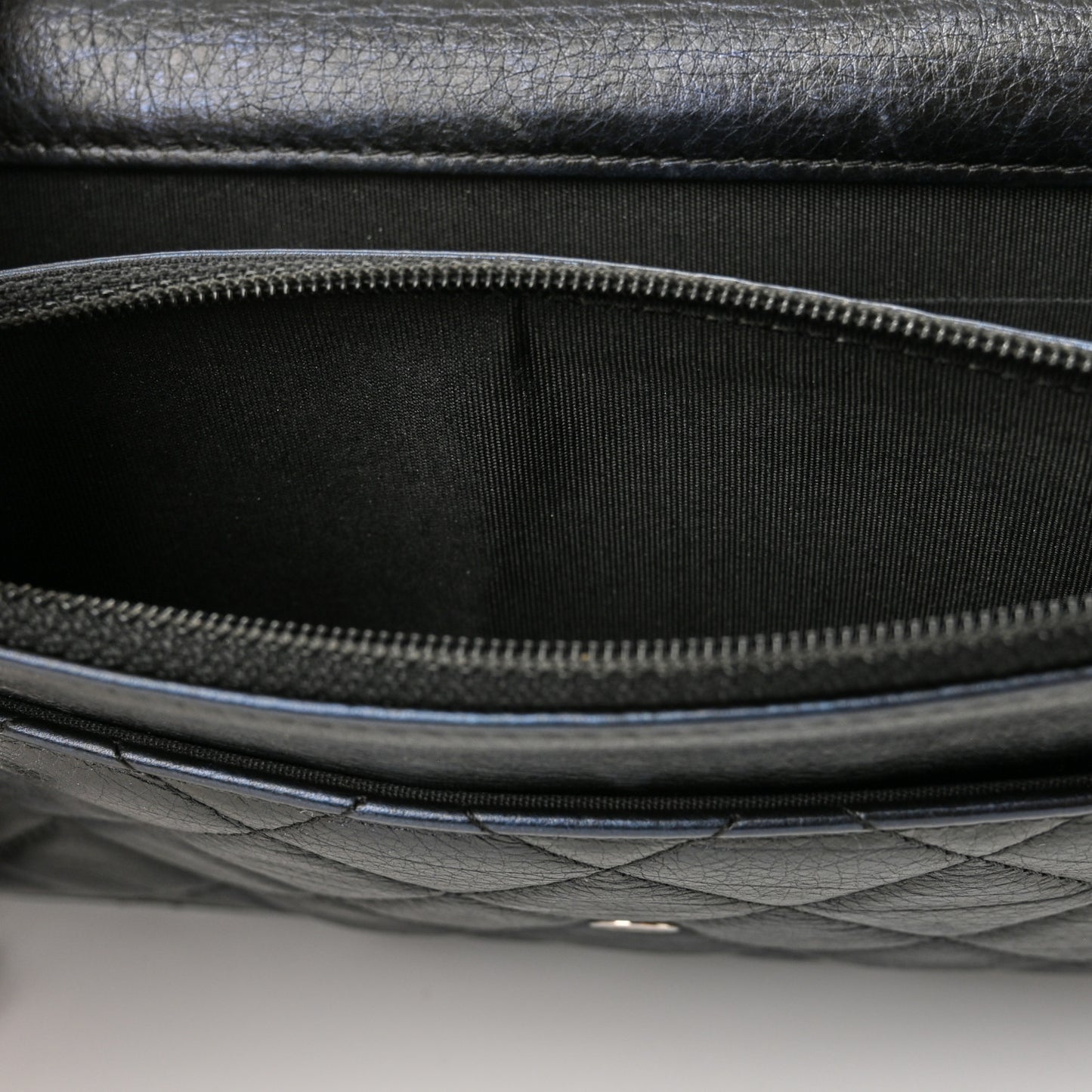 Metallic Calfskin Quilted Boy Wallet On Chain WOC Navy Blue