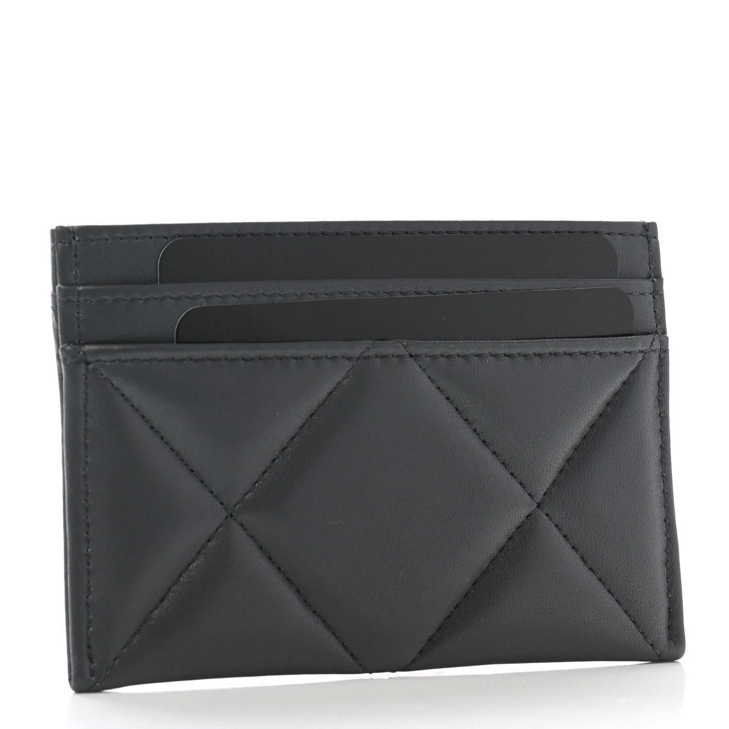 Chanel Lambskin Quilted Chanel 19 Card Holder Dark Grey 3 of 9