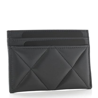 Chanel Lambskin Quilted Chanel 19 Card Holder Dark Grey 3 of 9