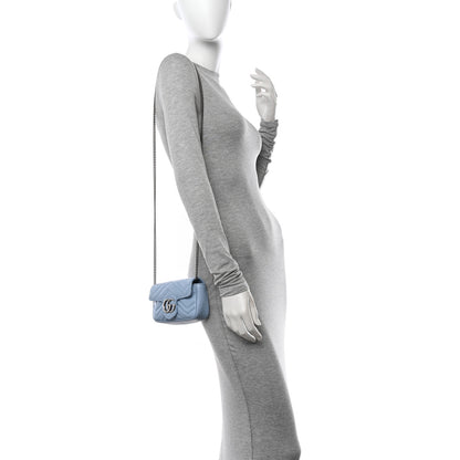 Gucci Calfskin Matelasse Super Mini GG Marmont Shoulder Bag Porcelain Light Blue 2 of 11
