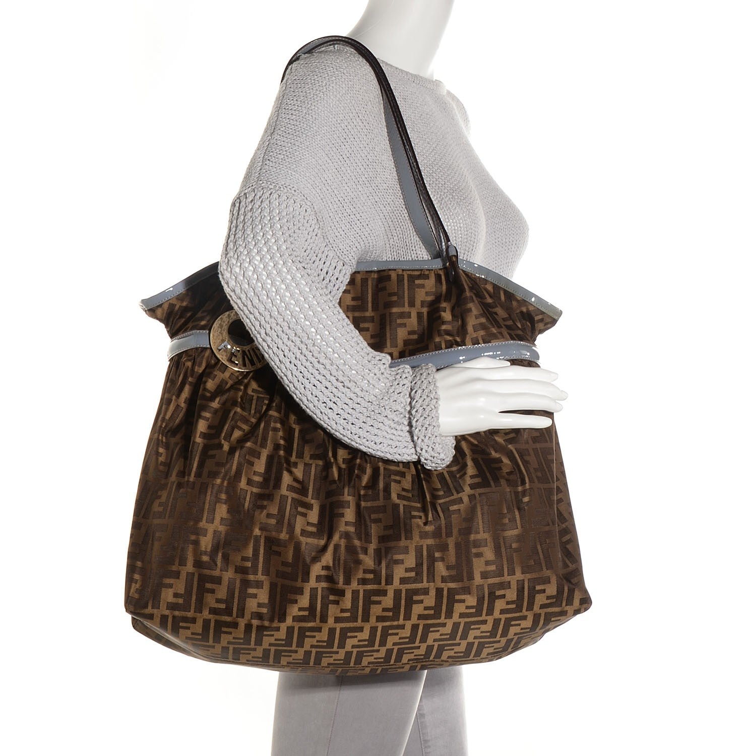 Fendi Zucca Large Chef Shopper Tote Tobacco Blue 2 of 10