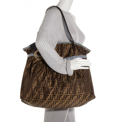 Fendi Zucca Large Chef Shopper Tote Tobacco Blue 2 of 10