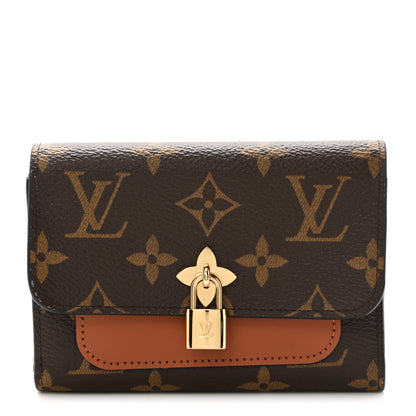 Louis Vuitton Monogram Flower Lock Compact Wallet Caramel 1 of 8