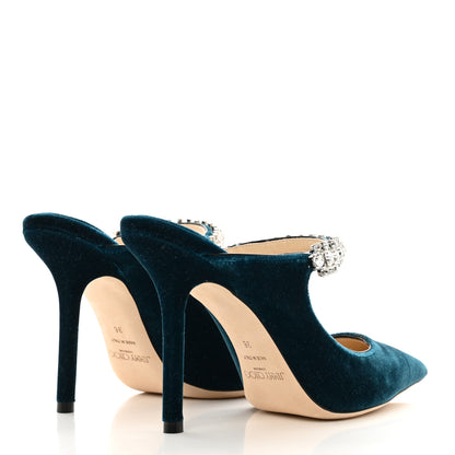 Jimmy Choo Velvet Crystal Bing 100 Pumps 36 Blue 4 of 8