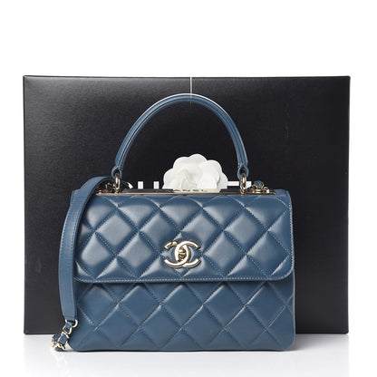 FASHIONPHILE CHANELLambskinQuiltedSmallTrendyCCFlapDualHandleBagBlue 15 of 15