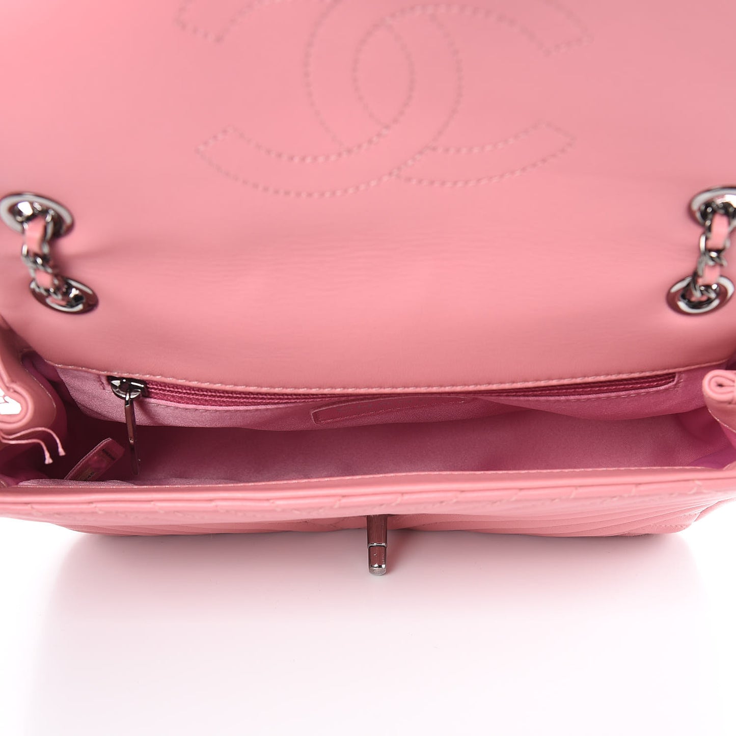 Lambskin Quilted Small CC Crossing Flap Pink