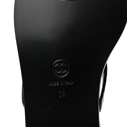 Chanel Goatskin CC Times Square Thong Sandals 39 Black 7 of 10