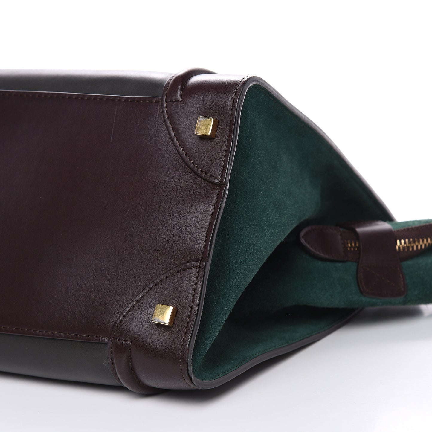 Satin Calfskin Suede Mini Tri-Color Luggage Burgundy