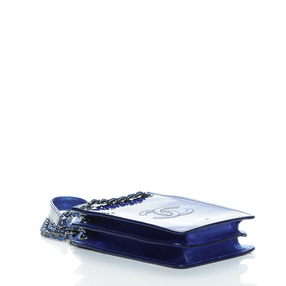 Chanel Metallic Patent Crossbody CC Phone Holder Blue 4 of 7
