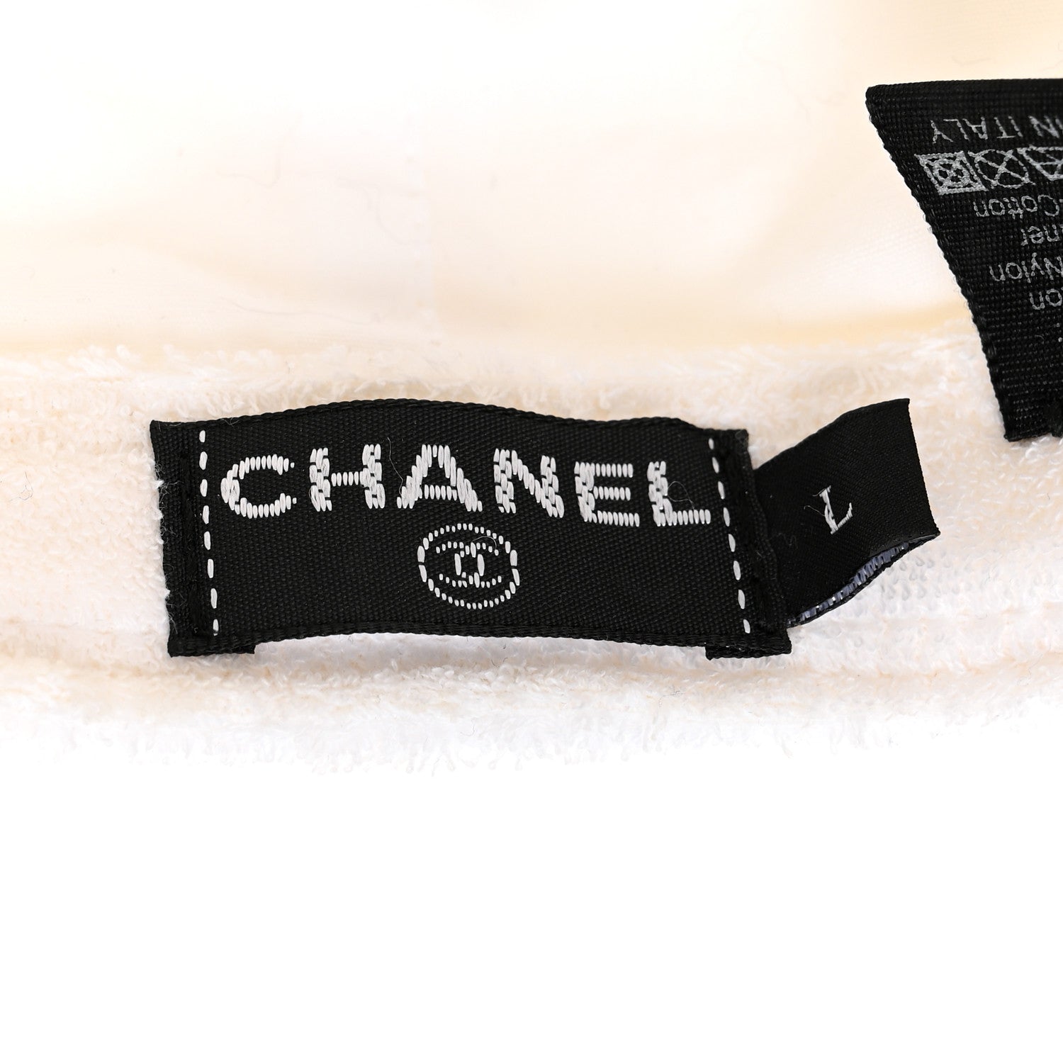 Chanel Terry Cotton Chain Embellished CC Heart Cap Hat L White 8 of 8