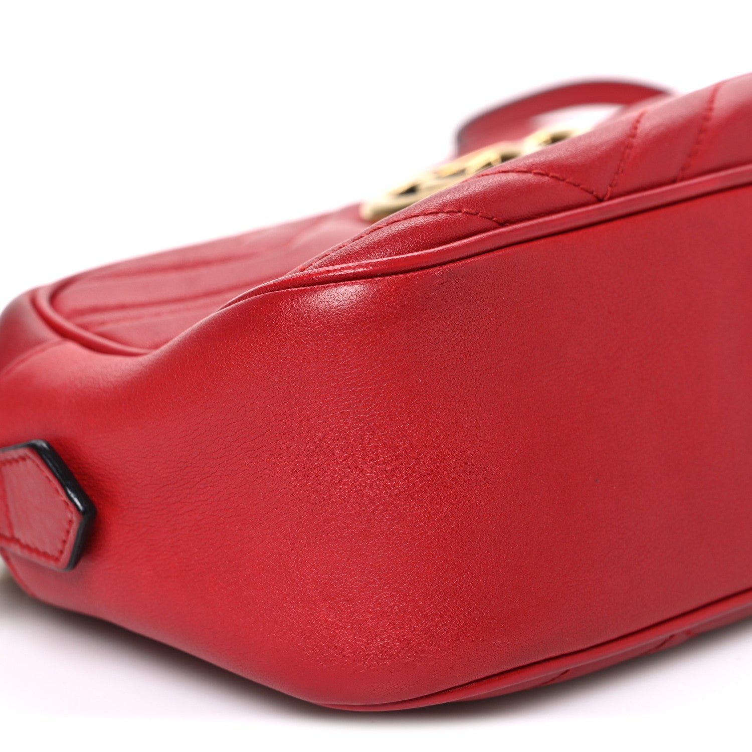 Gucci Calfskin Matelasse Small GG Marmont Chain Shoulder Bag Hibiscus Red 9 of 10