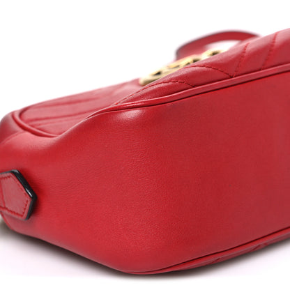 Gucci Calfskin Matelasse Small GG Marmont Chain Shoulder Bag Hibiscus Red 9 of 10