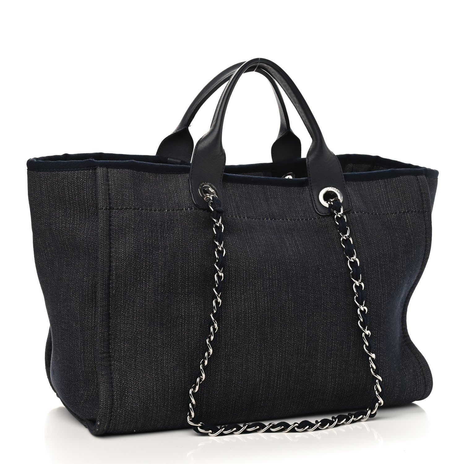 Chanel Denim Large Deauville Tote Dark Blue 3 of 10