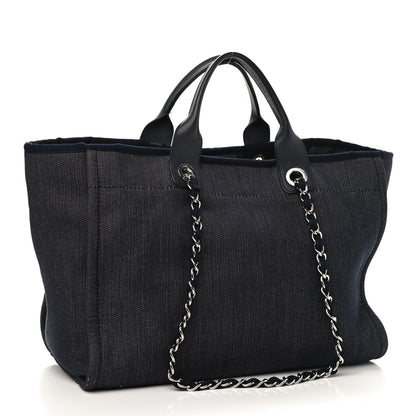 Chanel Denim Large Deauville Tote Dark Blue 3 of 10