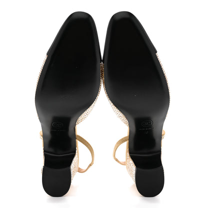 Chanel Strass Grosgrain Cap Toe CC Slingback Pumps 40 Gold Black 5 of 11