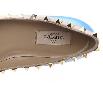 Valentino Garavani Patent Nappa Rockstud Ballerina Flats 37 Blue Fluo Poudre 7 of 8