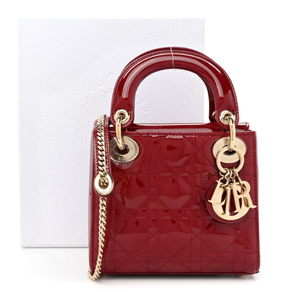 Christian Dior Patent Cannage Mini Lady Dior Red 10 of 10