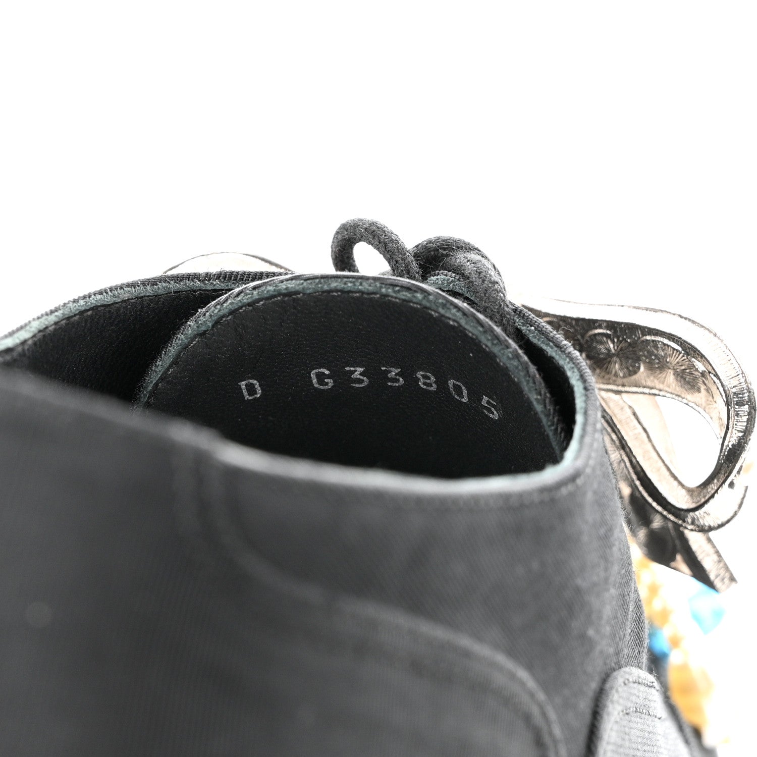 Chanel Grosgrain Pearl Crystal Bow CC Oxford Lace Up Booties 38.5 Black 6 of 11