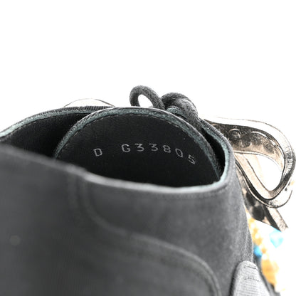Chanel Grosgrain Pearl Crystal Bow CC Oxford Lace Up Booties 38.5 Black 6 of 11