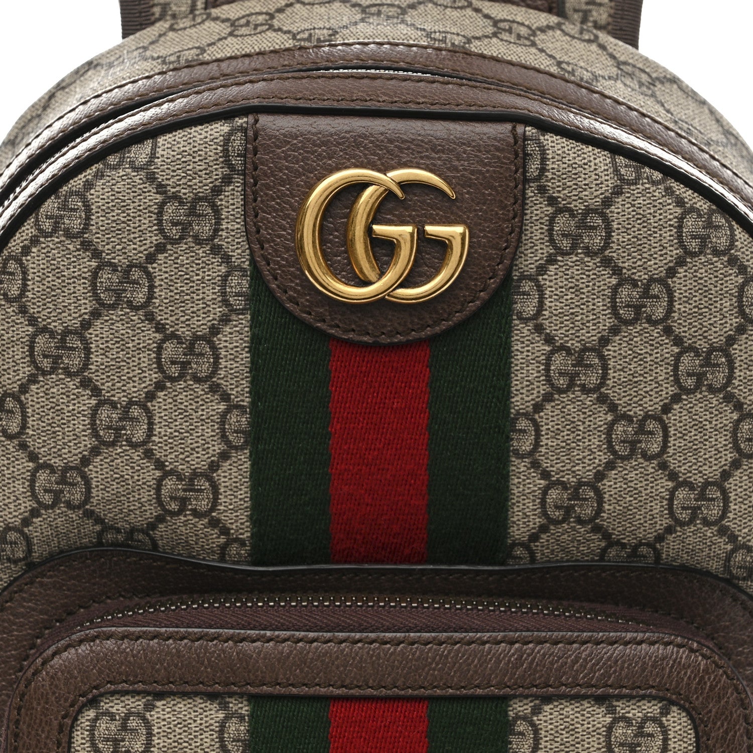 Gucci GG Supreme Monogram Calfskin Web Small Ophidia Day Backpack Beige Ebony New Acero 8 of 11