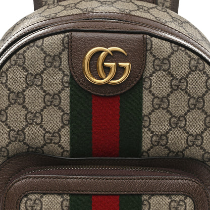 Gucci GG Supreme Monogram Calfskin Web Small Ophidia Day Backpack Beige Ebony New Acero 8 of 11