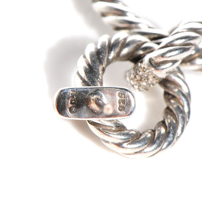 David Yurman Sterling Silver Diamond 36mm Cable Classics Doorknocker Earrings 3 of 3