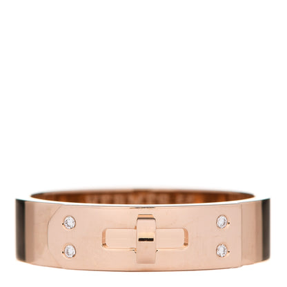 Hermes 18K Rose Gold Diamond PM Kelly Ring 55 7.25 1 of 4