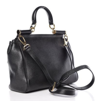 Dolce & Gabbana Grained Deerskin Medium Miss Sicily Satchel Black 3 of 16