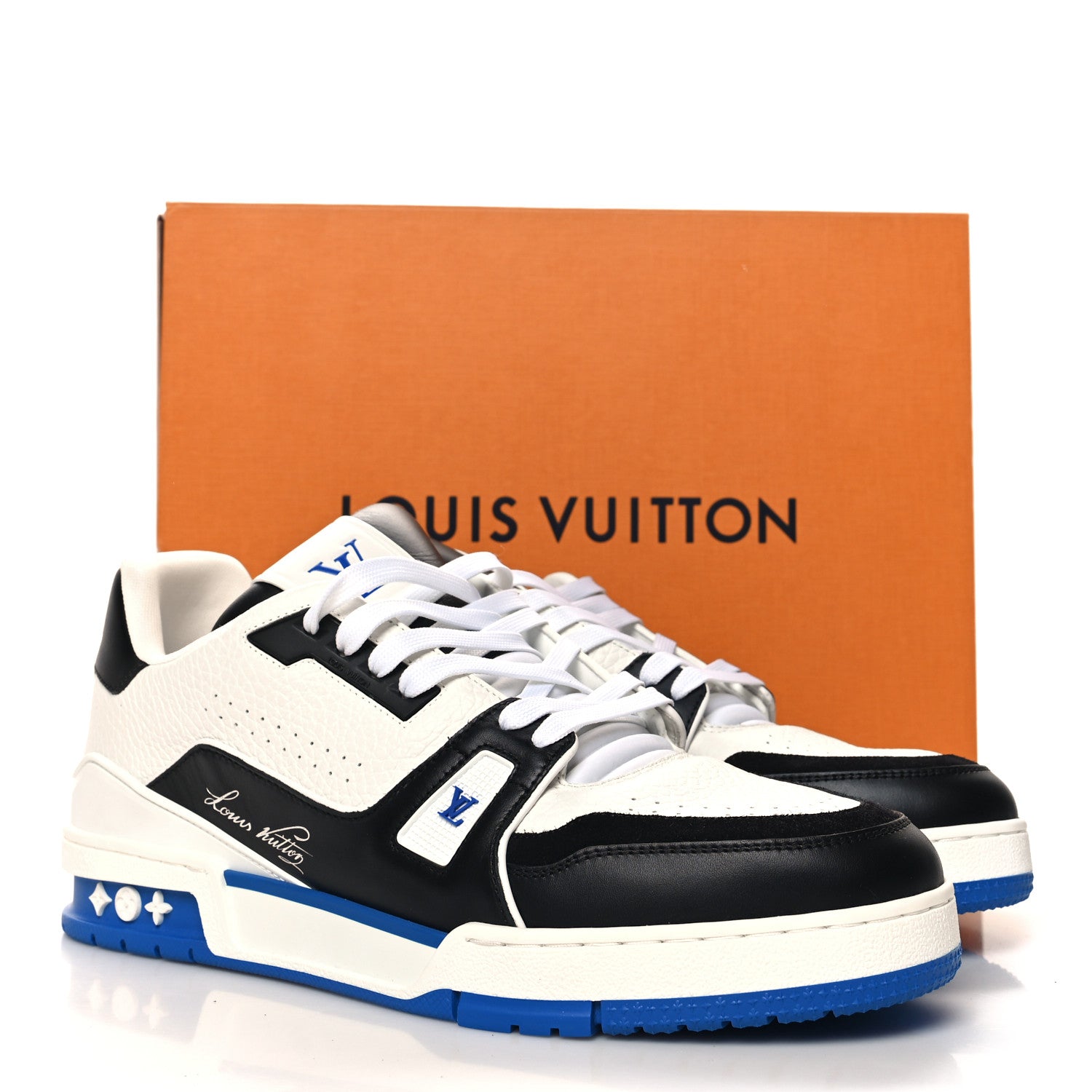 LOUIS VUITTON靴 Louis Vuitton Calfskin Mens LV Trainer Maxi Sneakers 9 Blue