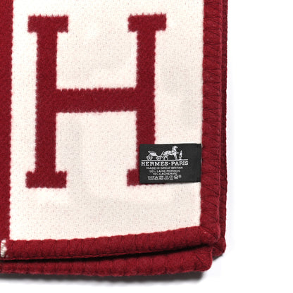 Hermes Wool Cashmere Avalon III Blanket Ecru Rouge H 3 of 3