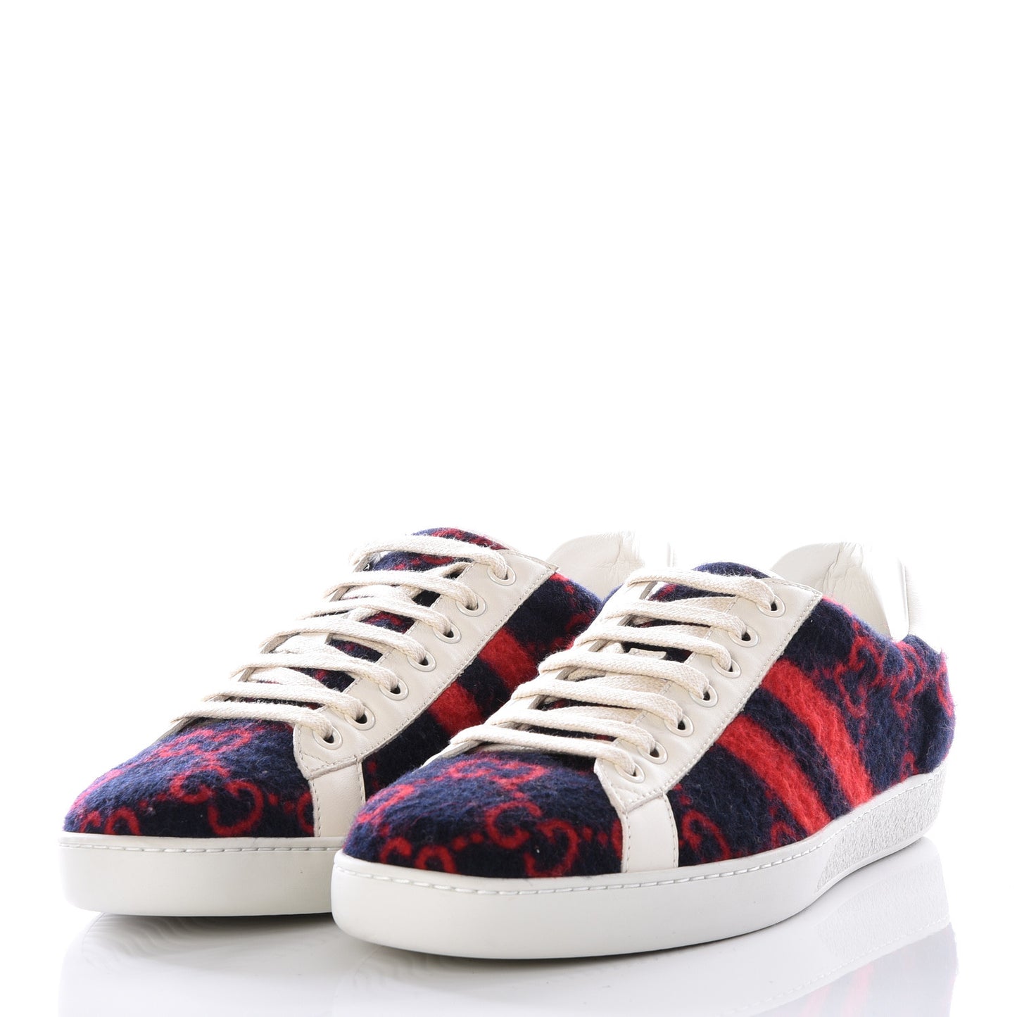 Covered Wool Big GG Monogram Mens Sneakers 8.5 Blue Red Mystic White