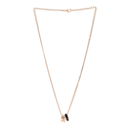 Cartier 18K Pink Gold Ceramic Diamond Three Ring LOVE Pendant Necklace 3 of 5