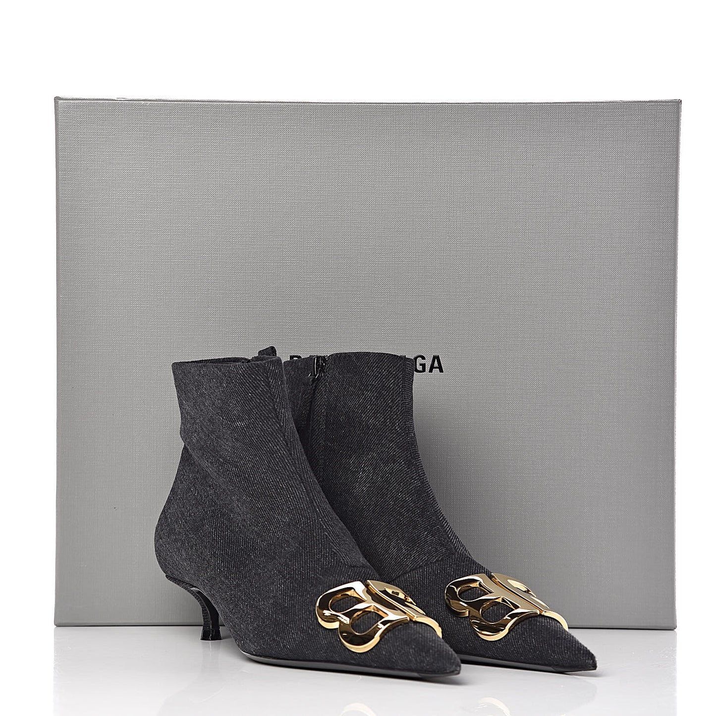 Denim BB Pointy Toe Ankle Booties 36 Black Vintage