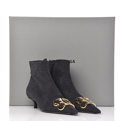 Balenciaga Denim BB Pointy Toe Ankle Booties 36 Black Vintage 9 of 9