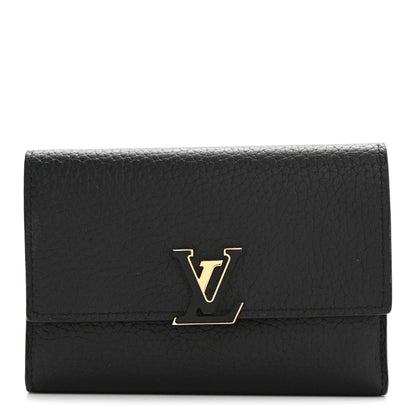 Louis Vuitton Taurillon Capucines Compact Wallet Black 2 of 16