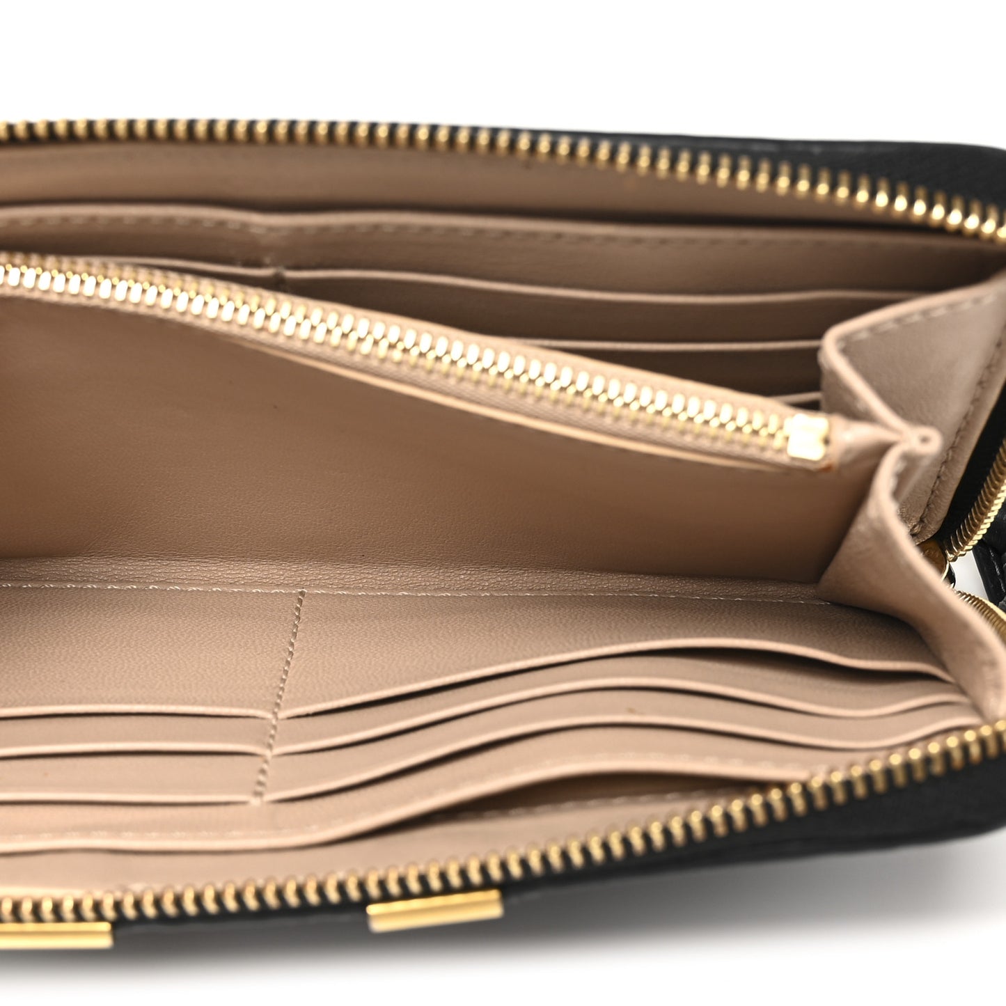 Grained Calfskin Marcie Long Zip Around Wallet Black