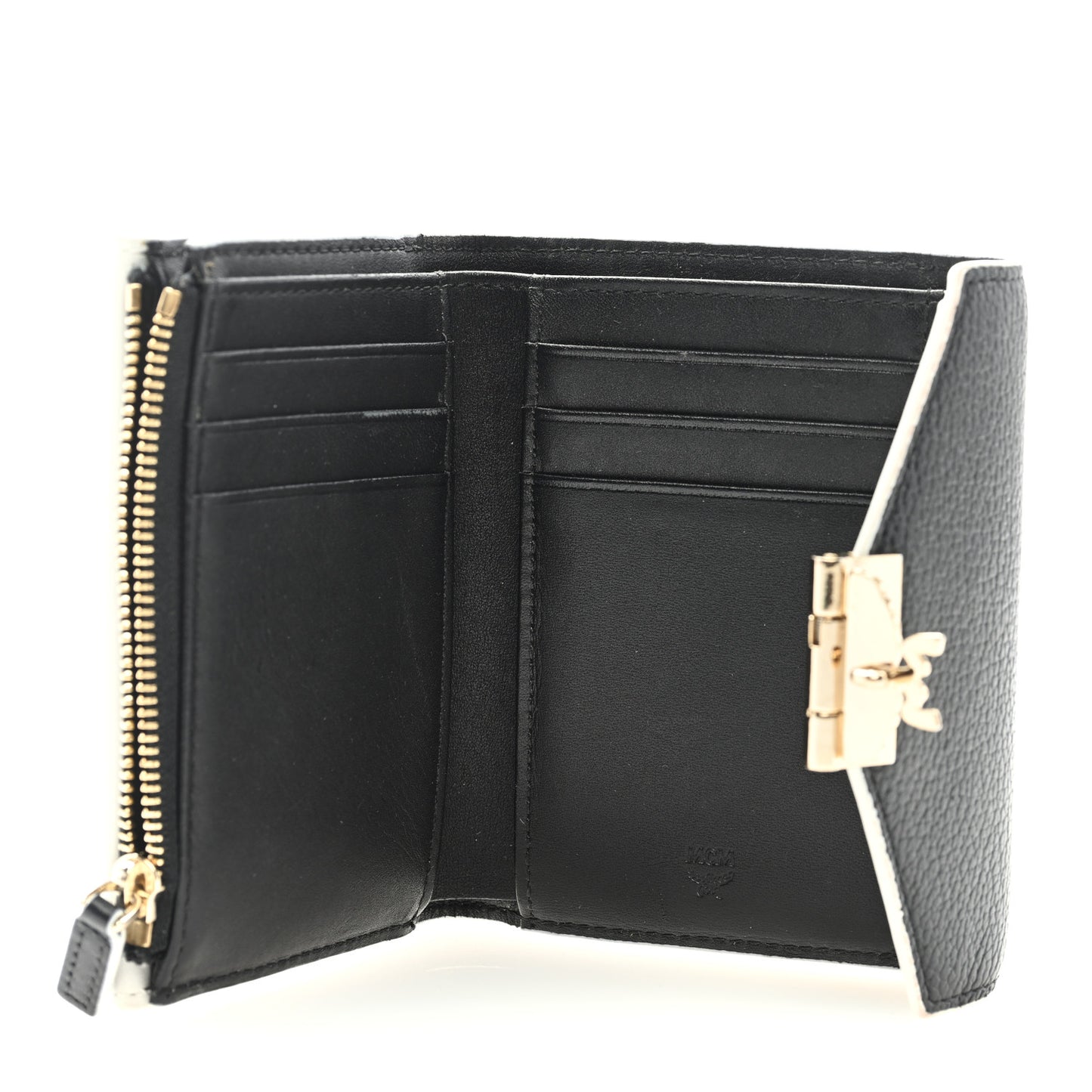 Calfskin Visetos Monogram Patricia Color Block Trifold Wallet Cognac Black White