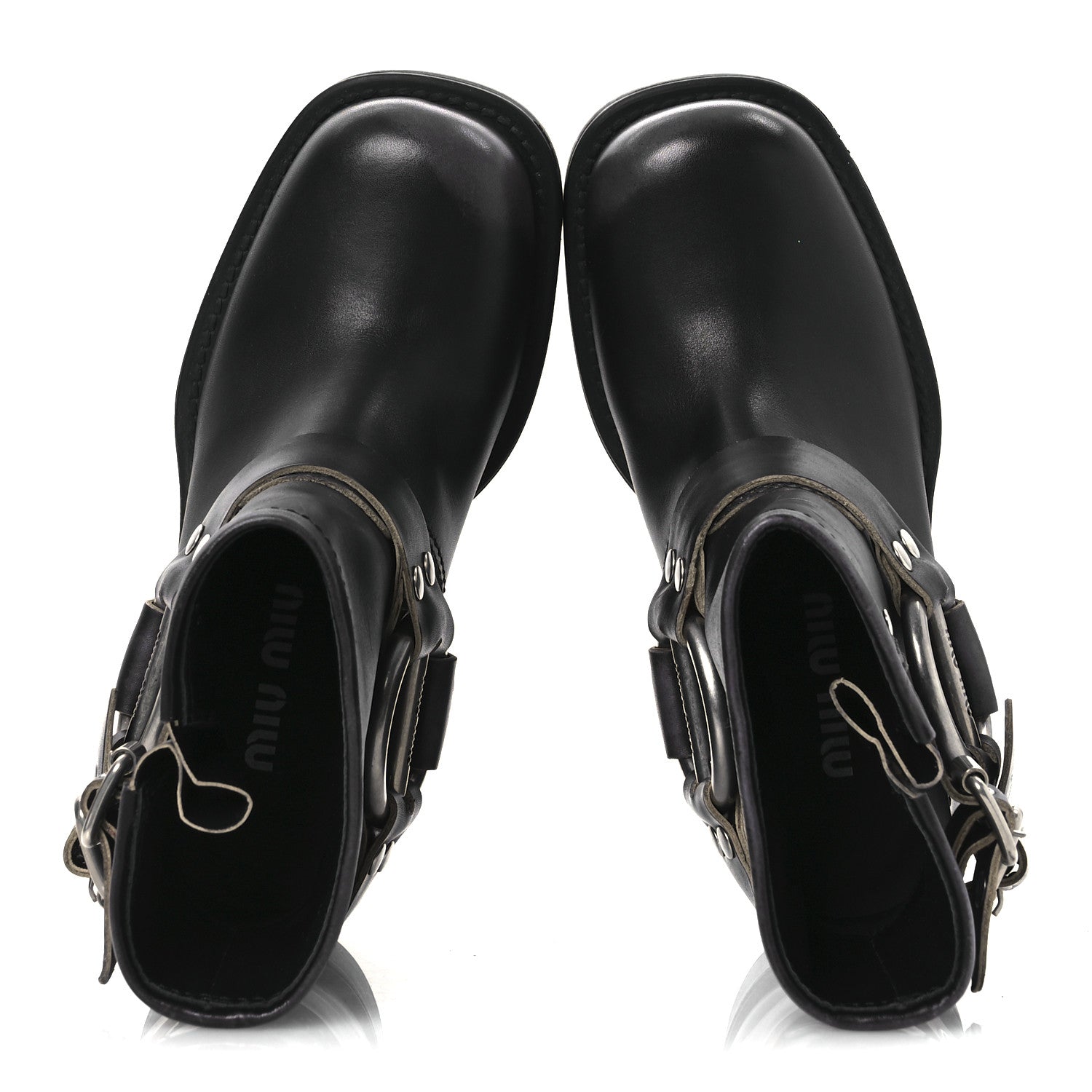 miumiuブラック レザー エンジニアブーツ サイズ35.5 Miu Miu Calfskin Harness Engineer Boots 35 Black 1724874