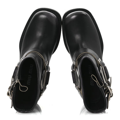 Miu Miu Calfskin Harness Engineer Boots 35 Black 2 of 14
